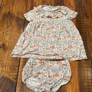 Floral Pink and Green Baby Dress Set